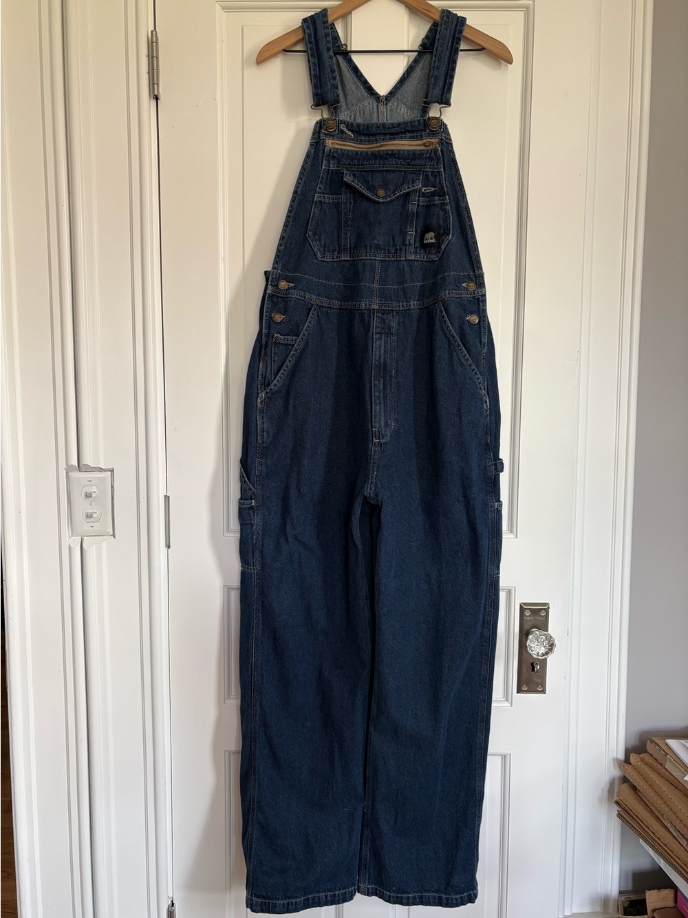 Berne Carpenter Bib Overalls Farmer Workwear Men's Medium Wash Denim Size 38x34